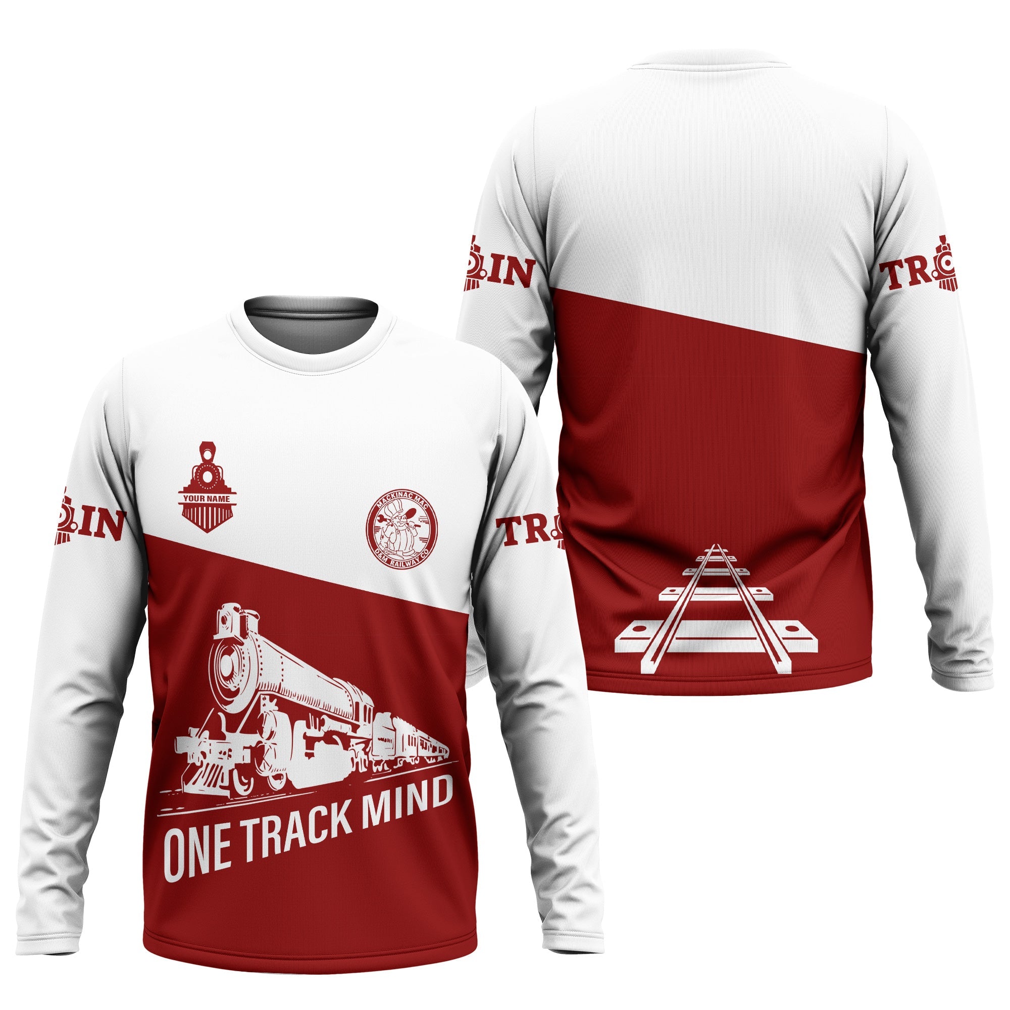 Railspirit Custom Name Detroit & Mackinac Railroad Long Sleeve Shirt One Track Mind Printed Shirt