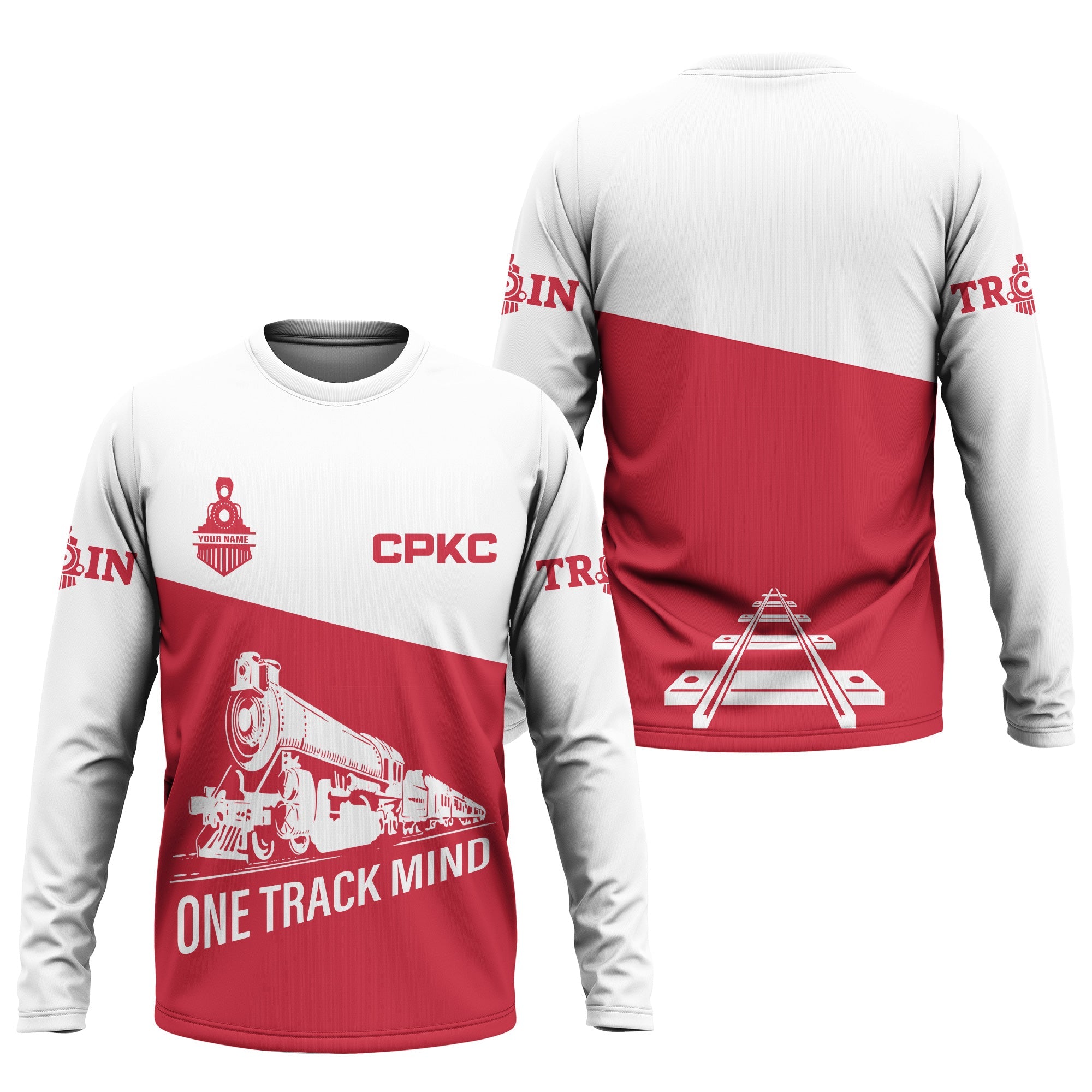 Railspirit Custom Name Canadian Pacific Kansas City Long Sleeve Shirt One Track Mind CPKC Printed Shirt