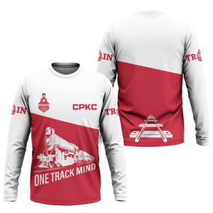 Railspirit Custom Name Canadian Pacific Kansas City Long Sleeve Shirt One Track Mind CPKC Printed Shirt