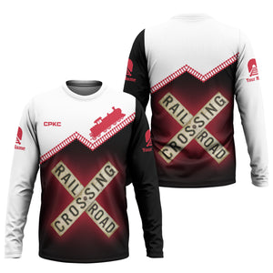 Railspirit Personalized Canadian Pacific Kansas City Long Sleeve Shirt Railroad Crossing Printed Train Track Shirt