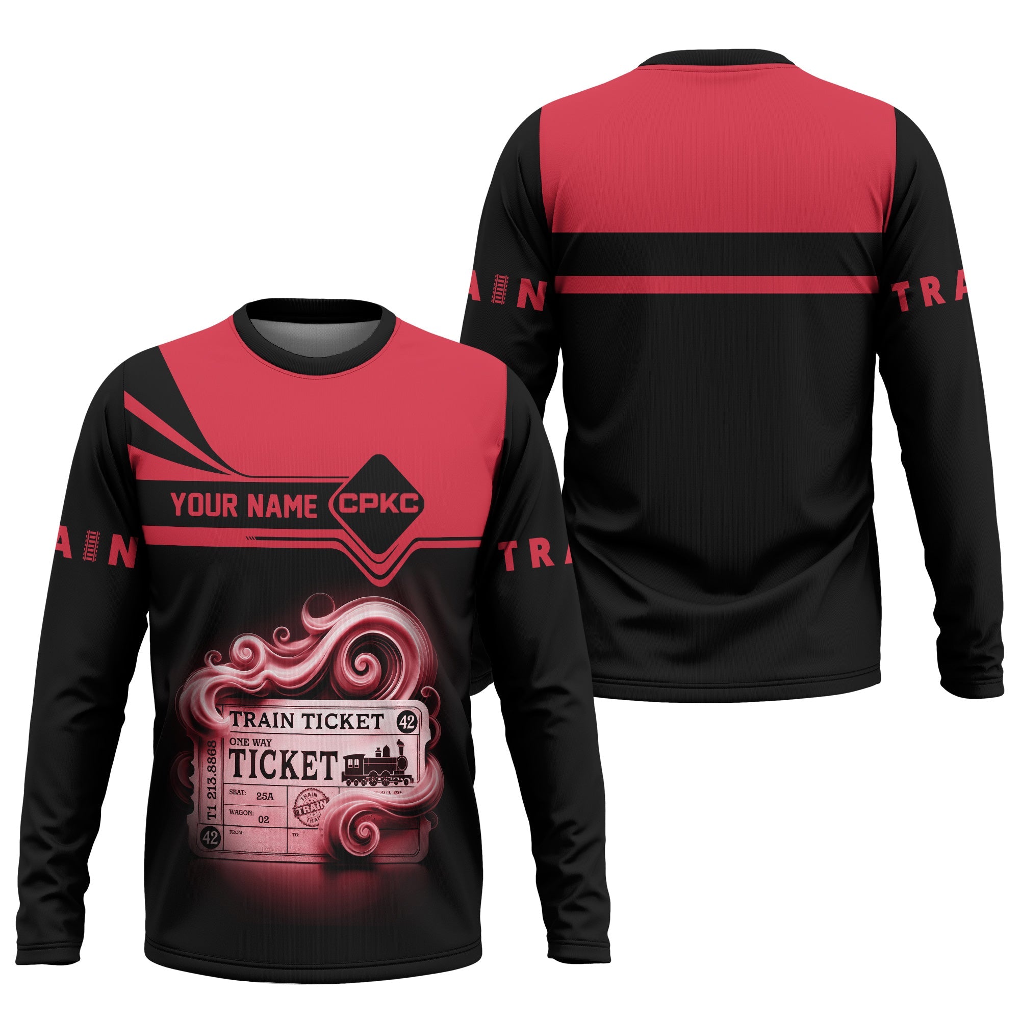 Railspirit Custom Name Canadian Pacific Kansas City Long Sleeve Shirt American Train Ticket CPKC Printed Shirt