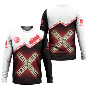 Railspirit Personalized Kansas City Southern Long Sleeve Shirt Railroad Crossing Printed Train Track Shirt