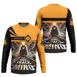 Railspirit Personalized Genesee & Wyoming Inc. Railroad Long Sleeve Shirt One Track Mind Train Printed Shirt