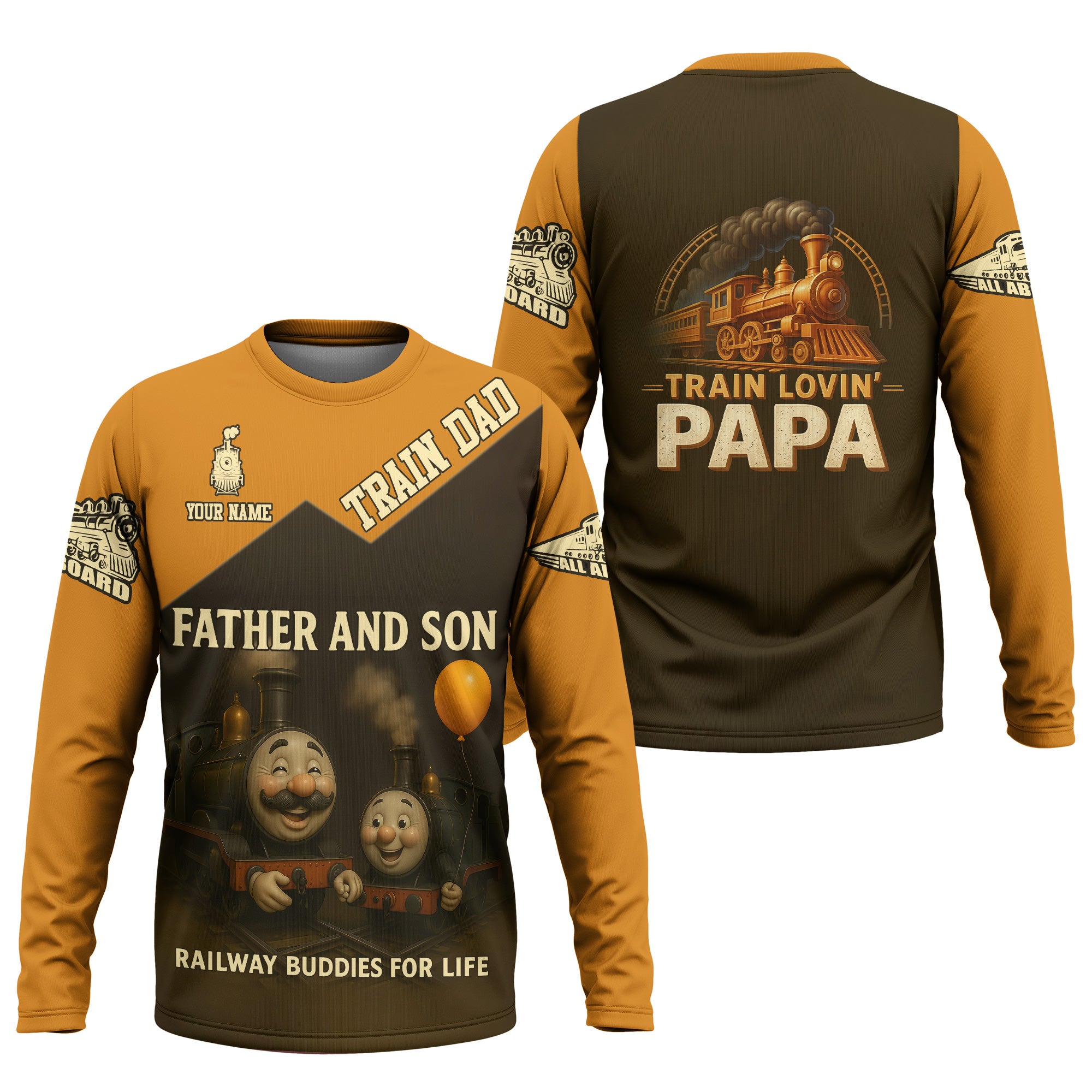 Railspirit Personalized Long Sleeve Shirt Father And Son Railway Buddies For Life Shirt Gift Idea For Train Lover