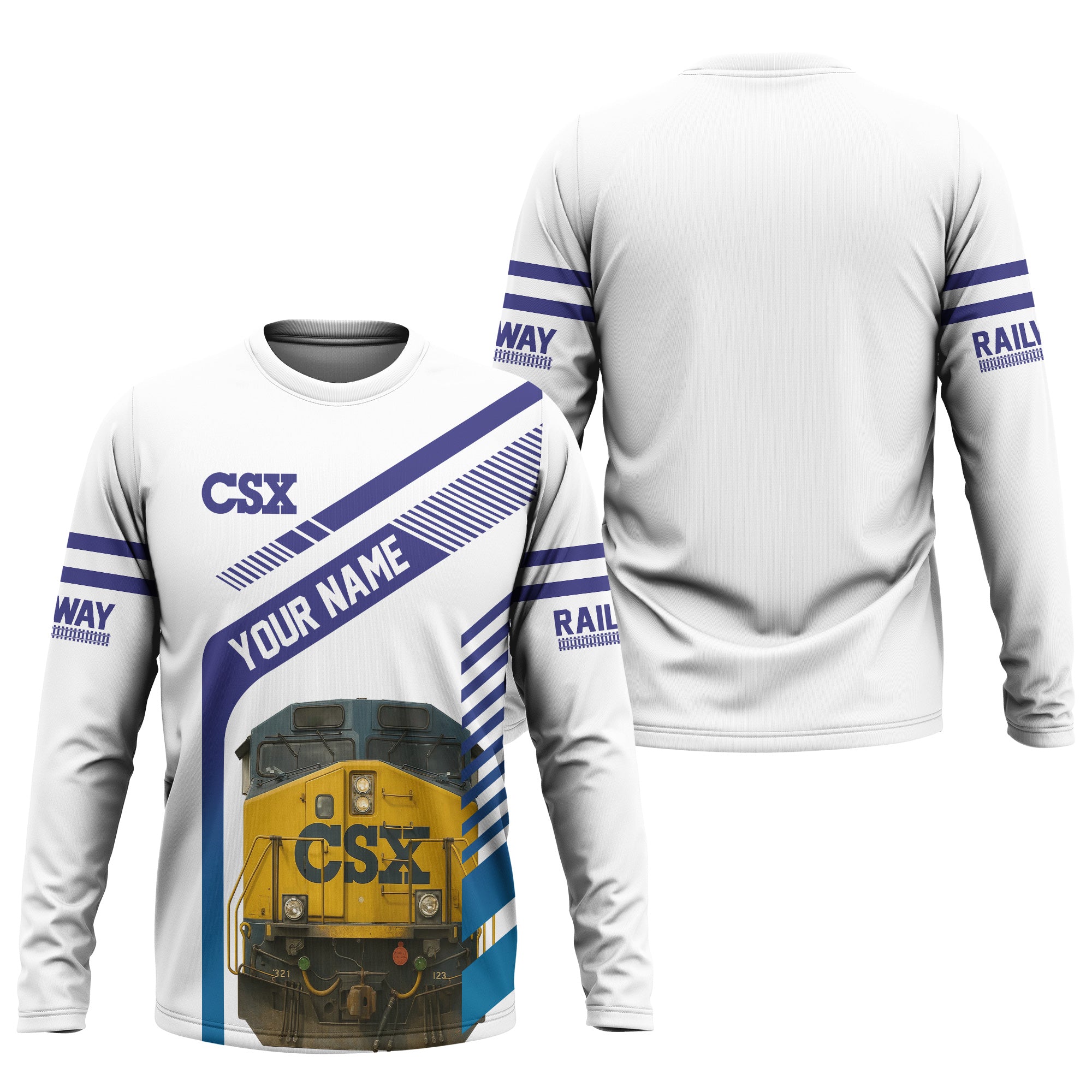 Railspirit Personalized CSX Transportation Railroad Long Sleeve Shirt CSX Engine Graphic Shirt