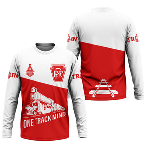 Railspirit Custom Name Pennsylvania Railroad Long Sleeve Shirt One Track Mind Printed Shirt