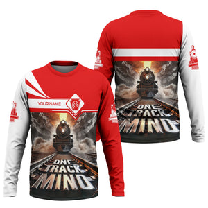 Railspirit Personalized Pennsylvania Railroad Long Sleeve Shirt One Track Mind Train Printed Shirt