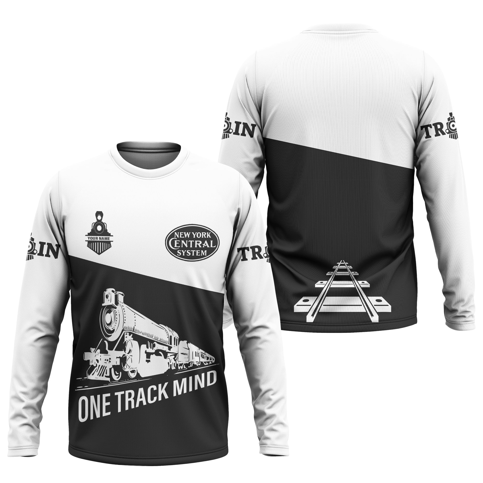 Railspirit Custom Name New York Central Railroad Long Sleeve Shirt One Track Mind Printed Shirt