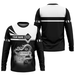Railspirit Custom Name New York Central Railroad Long Sleeve Shirt American Train Ticket Printed Shirt