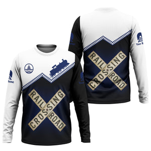 Railspirit Personalized Baltimore and Ohio Railroad Long Sleeve Shirt Railroad Crossing Printed Train Track Shirt
