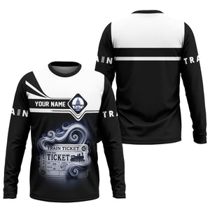 Railspirit Custom Name Baltimore and Ohio Railroad Long Sleeve Shirt American Train Ticket B&O Printed Shirt