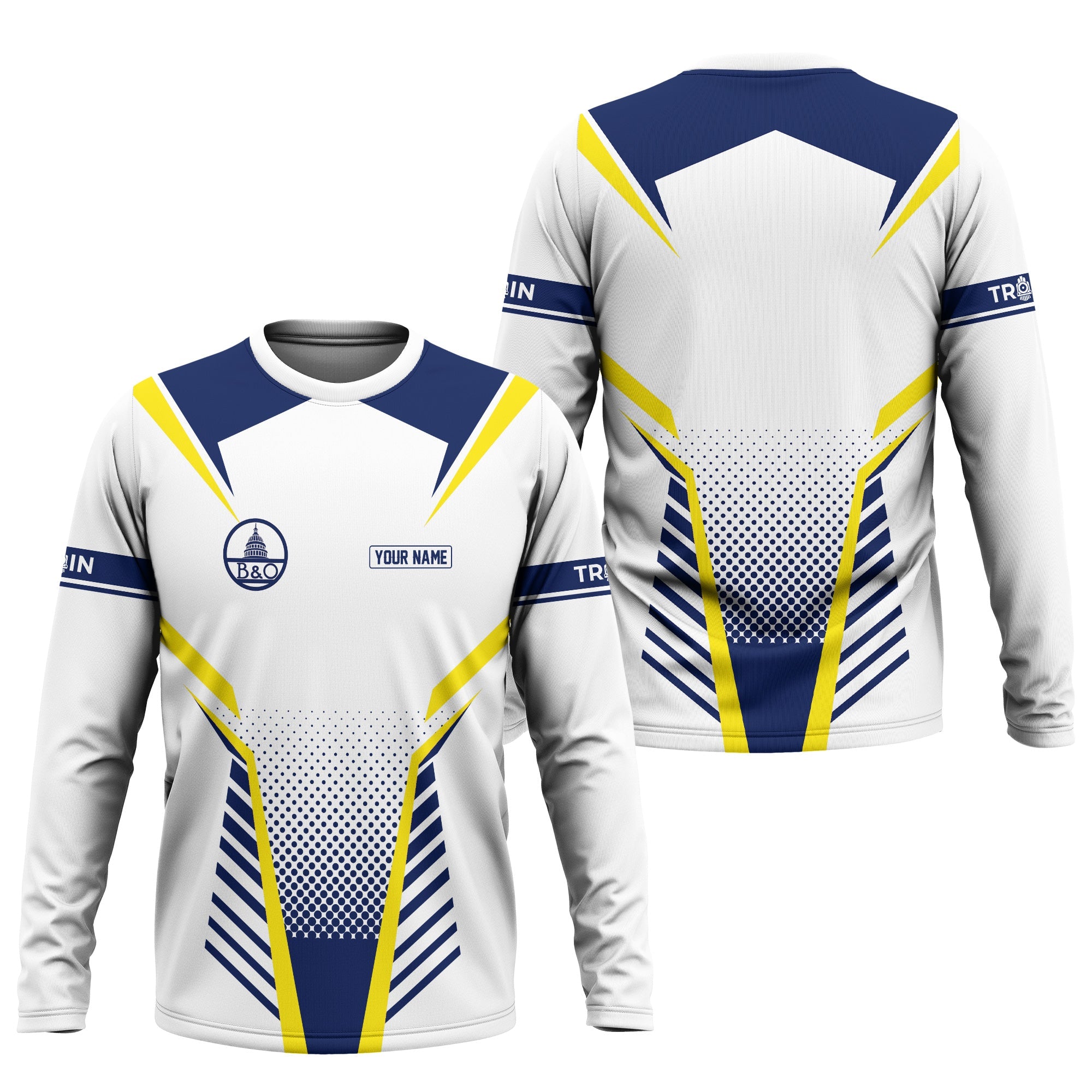 Railspirit Personalized Baltimore and Ohio Railroad Long Sleeve Shirt Unisex B&O Train Shirt All Over Print