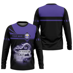 Railspirit Custom Name Southern Pacific Railroad Long Sleeve Shirt American Train Ticket Printed Shirt