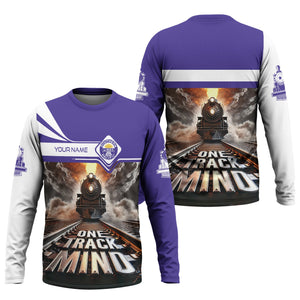 Railspirit Personalized Southern Pacific Railroad Long Sleeve Shirt One Track Mind Train Printed Shirt