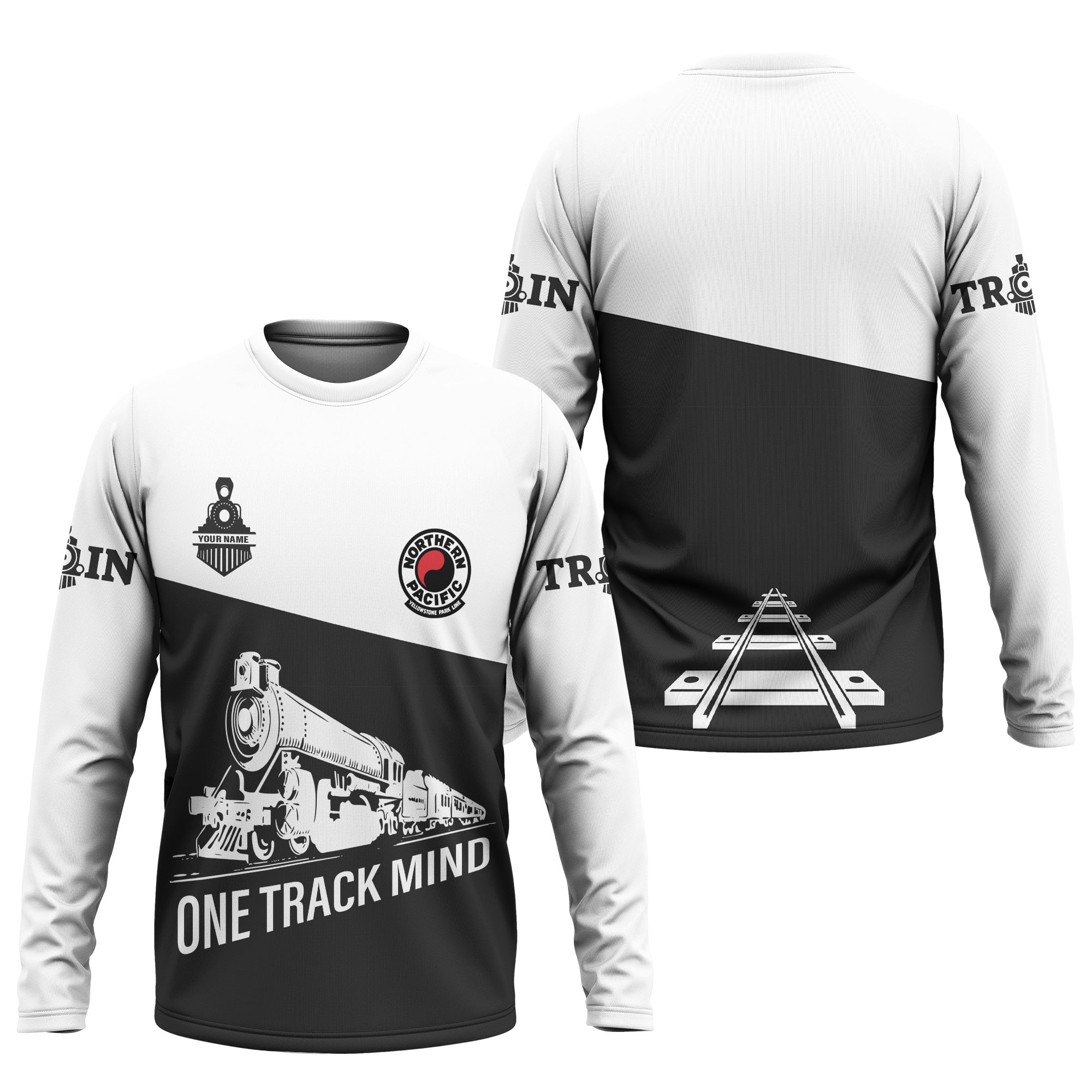 Railspirit Custom Name Northern Pacific Railway Long Sleeve Shirt One Track Mind Printed Shirt