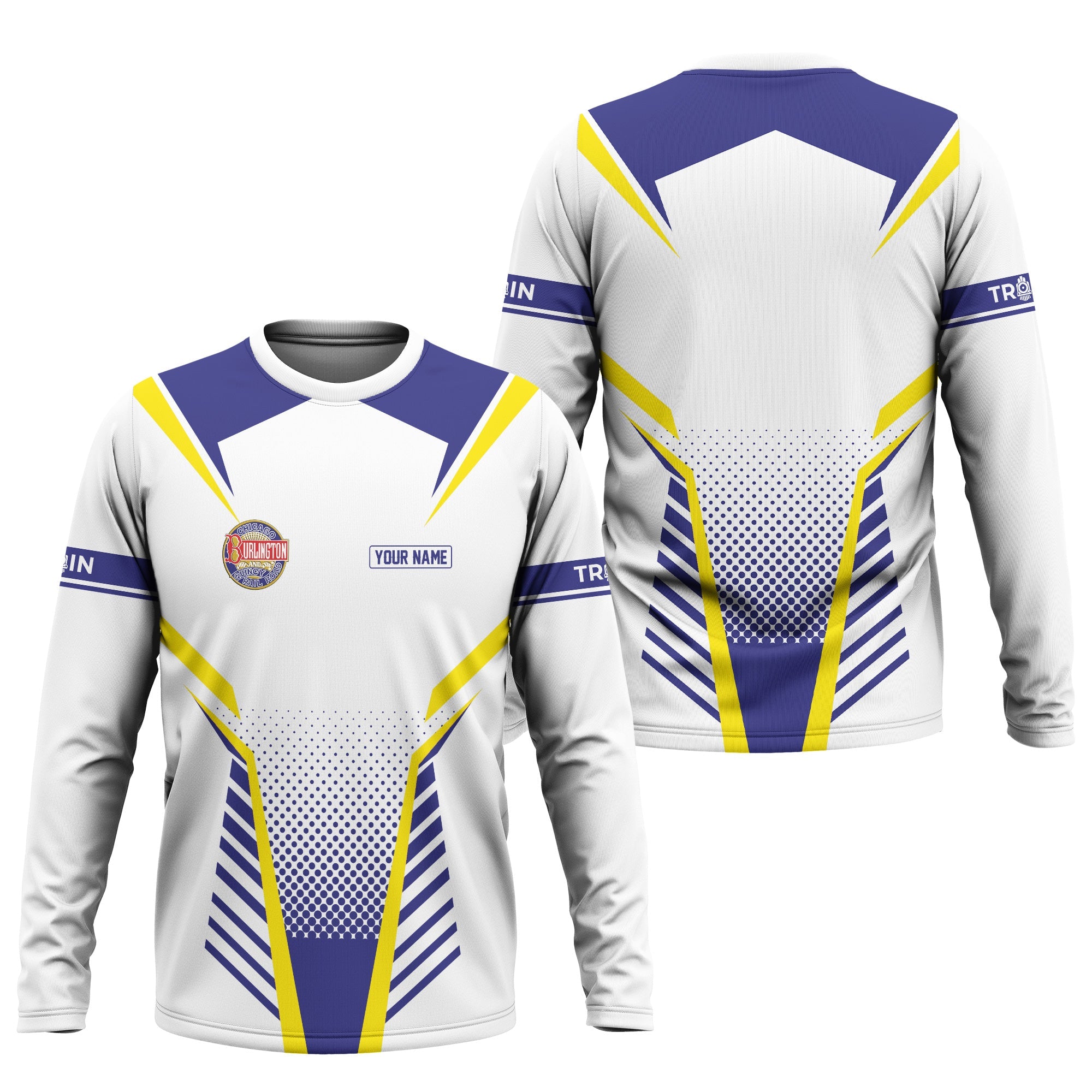 Railspirit Personalized Chicago, Burlington and Quincy Railroad Long Sleeve Shirt Unisex Train Shirt All Over Print