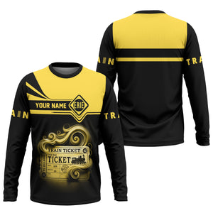 Railspirit Custom Name Erie Railroad Long Sleeve Shirt American Train Ticket Printed Shirt