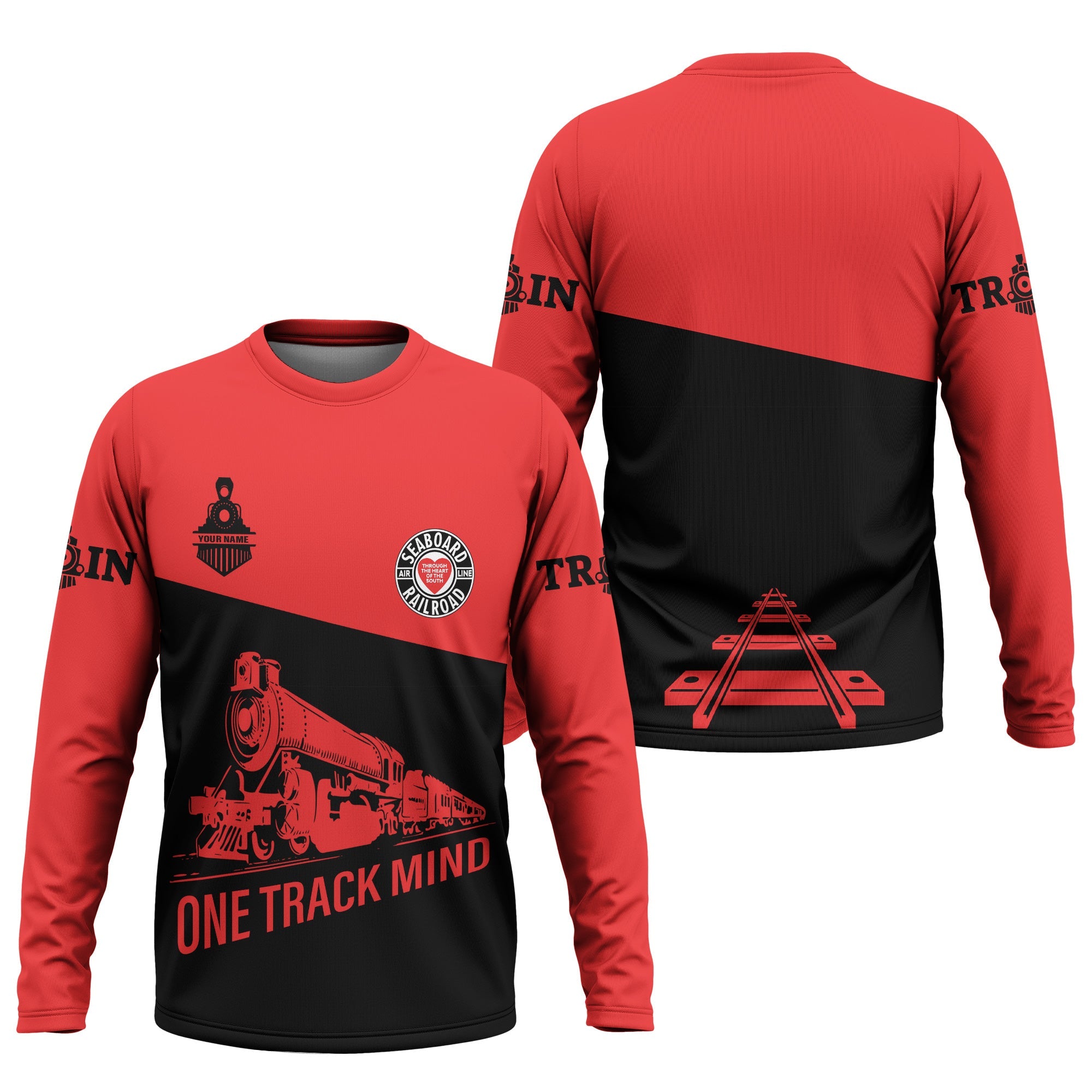 Railspirit Custom Name Seaboard Air Line Railroad Long Sleeve Shirt One Track Mind Printed Shirt