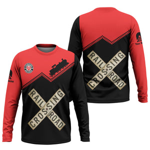 Railspirit Personalized Seaboard Air Line Railroad Long Sleeve Shirt Railroad Crossing Printed Train Track Shirt