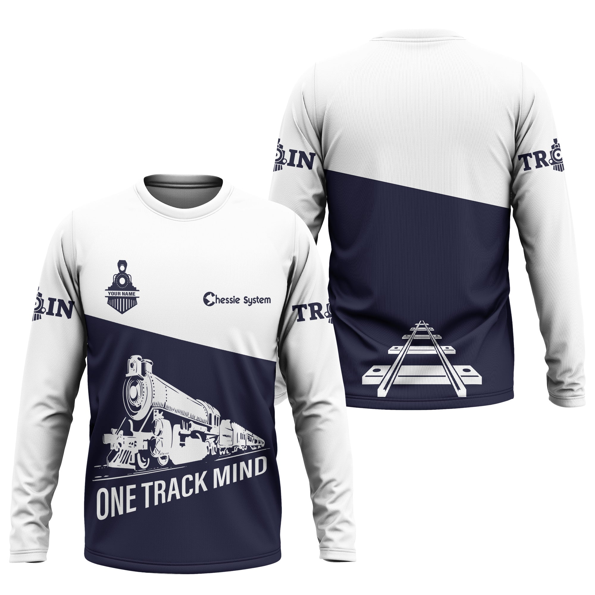 Railspirit Custom Name Chessie System Railroad Long Sleeve Shirt One Track Mind Printed Shirt