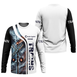 Railspirit Custom Name Chessie System Railroad Long Sleeve Shirt Railroad Crossing Sign Printed Train Shirt