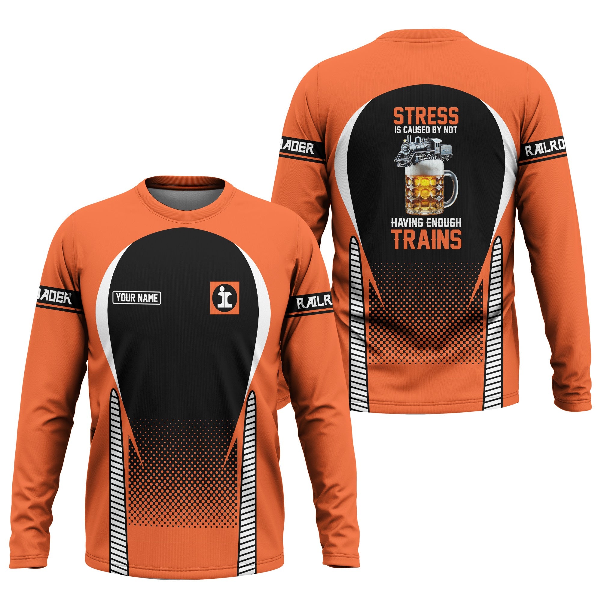 Railspirit Personalized Illinois Central Railroad Long Sleeve Shirt Train Long Sleeve Shirt Gift Idea For Train Lover