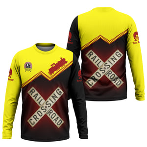 Railspirit Personalized Denver and Rio Grande Western Railroad Long Sleeve Shirt Railroad Crossing Printed Train Track Shirt