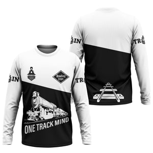 Railspirit Custom Name Reading Railroad Long Sleeve Shirt One Track Mind Printed Shirt