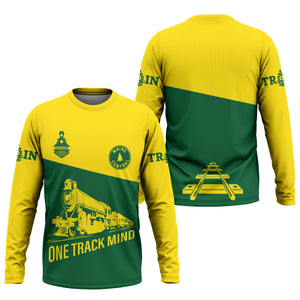 Railspirit Custom Name Maine Central Railroad Long Sleeve Shirt One Track Mind Printed Shirt