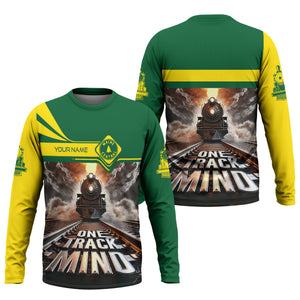 Railspirit Personalized Maine Central Railroad Long Sleeve Shirt One Track Mind Train Printed Shirt