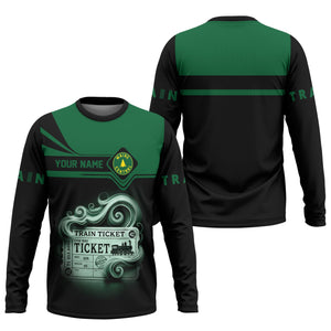 Railspirit Custom Name Maine Central Railroad Long Sleeve Shirt American Train Ticket Printed Shirt