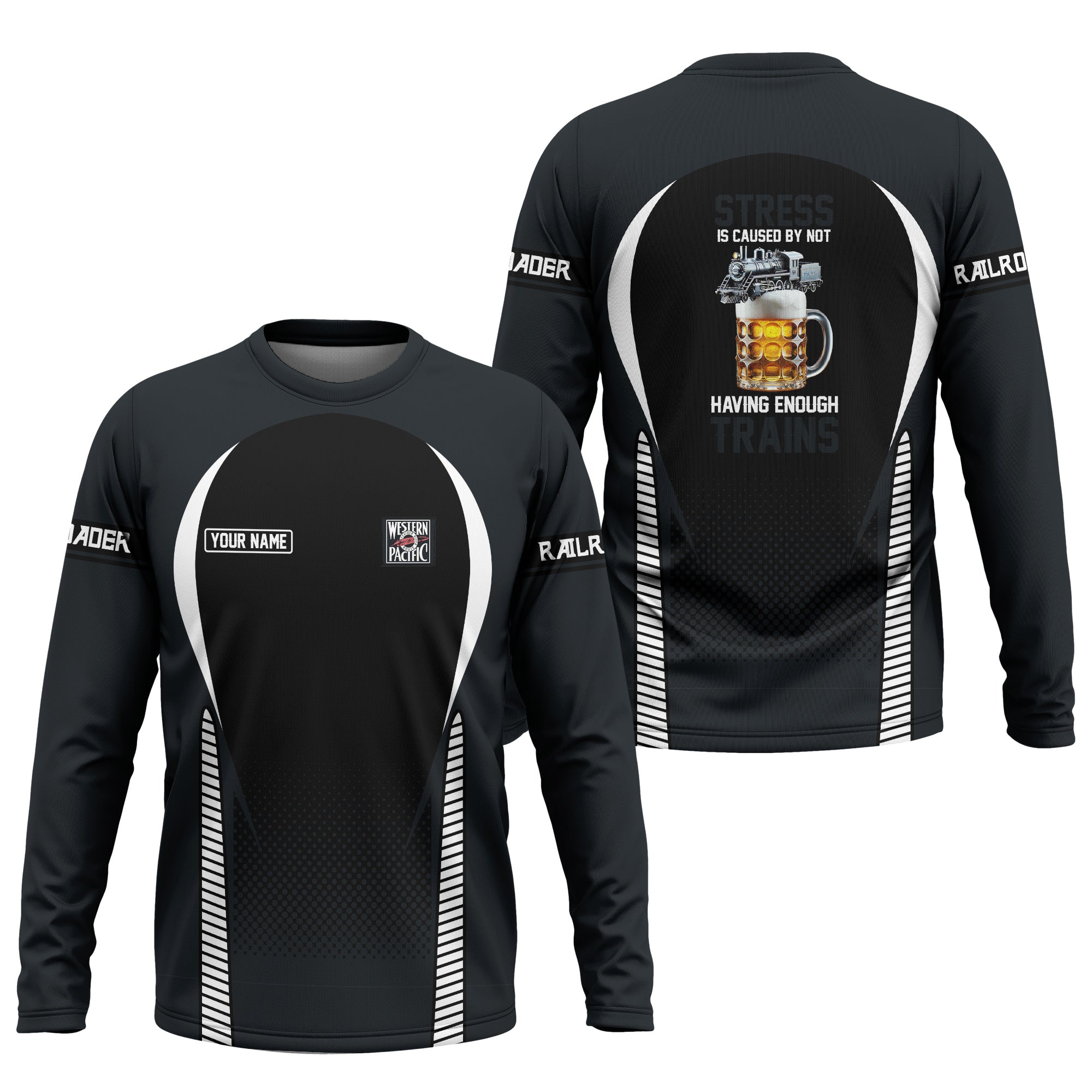 Railspirit Personalized Western Pacific Railroad Long Sleeve Shirt Train Long Sleeve Shirt Gift Idea For Train Lover