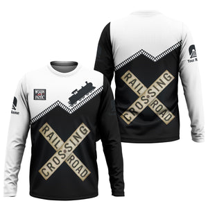 Railspirit Personalized Western Pacific Railroad Long Sleeve Shirt Railroad Crossing Printed Train Track Shirt