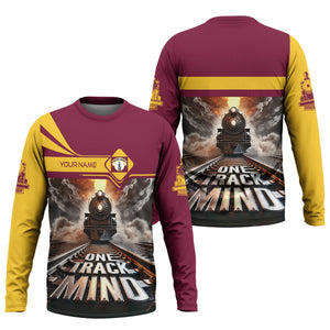 Railspirit Personalized Boston and Maine Railroad Long Sleeve Shirt One Track Mind Train Printed Shirt