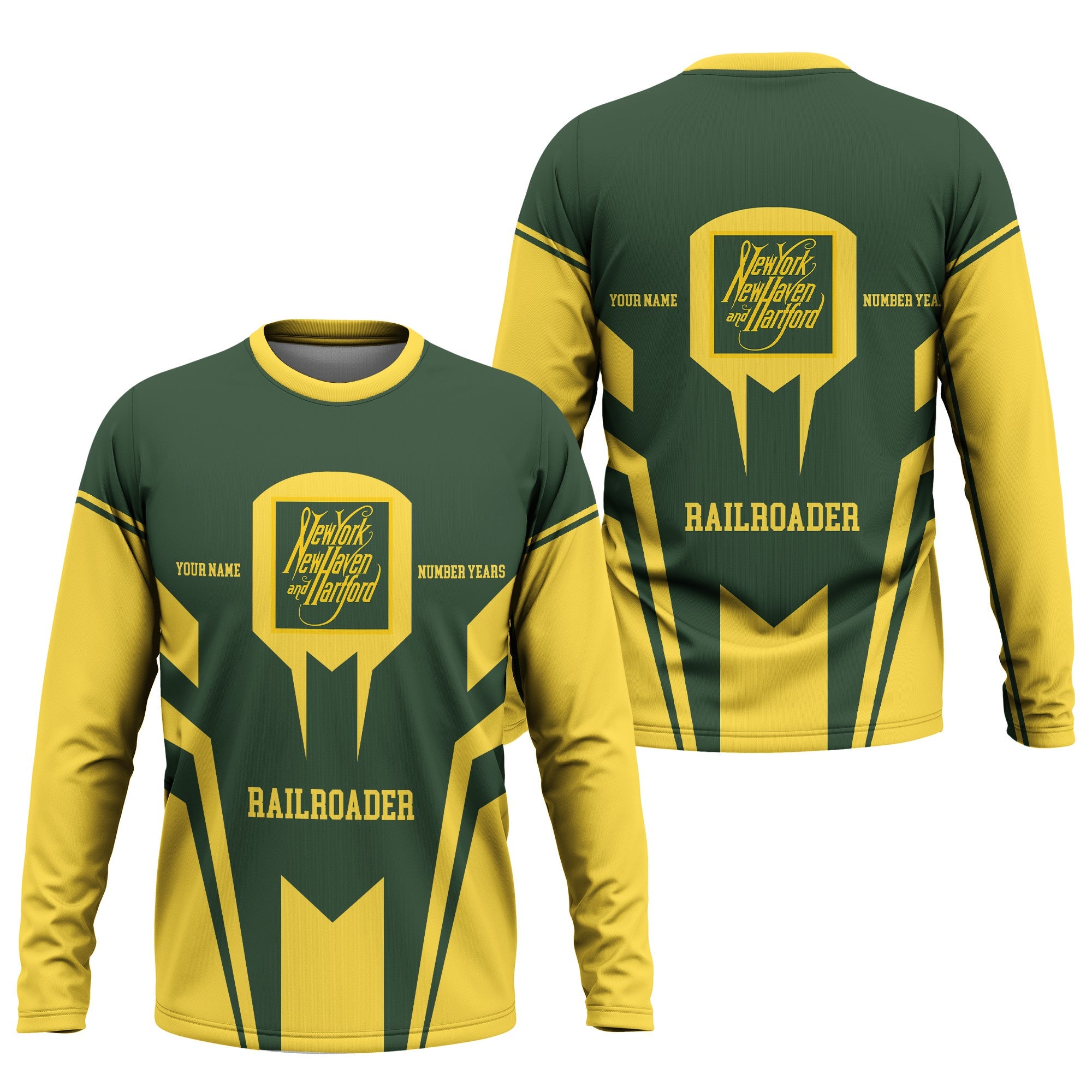 Railspirit Personalized New York, New Haven and Hartford Railroad Long Sleeve Shirt Custom Year Railroader New Haven Railroad Shirt