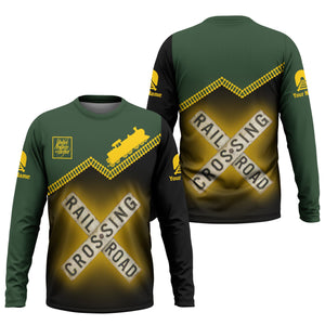 Railspirit Personalized New York, New Haven and Hartford Railroad Long Sleeve Shirt Railroad Crossing Printed Train Track Shirt