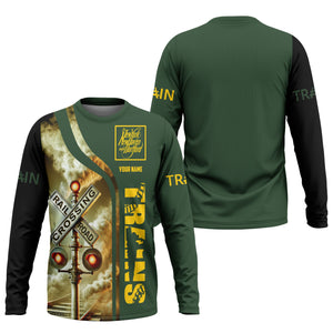 Railspirit Custom Name New York, New Haven and Hartford Railroad Long Sleeve Shirt Railroad Crossing Sign New Haven Railroad Printed Train Shirt