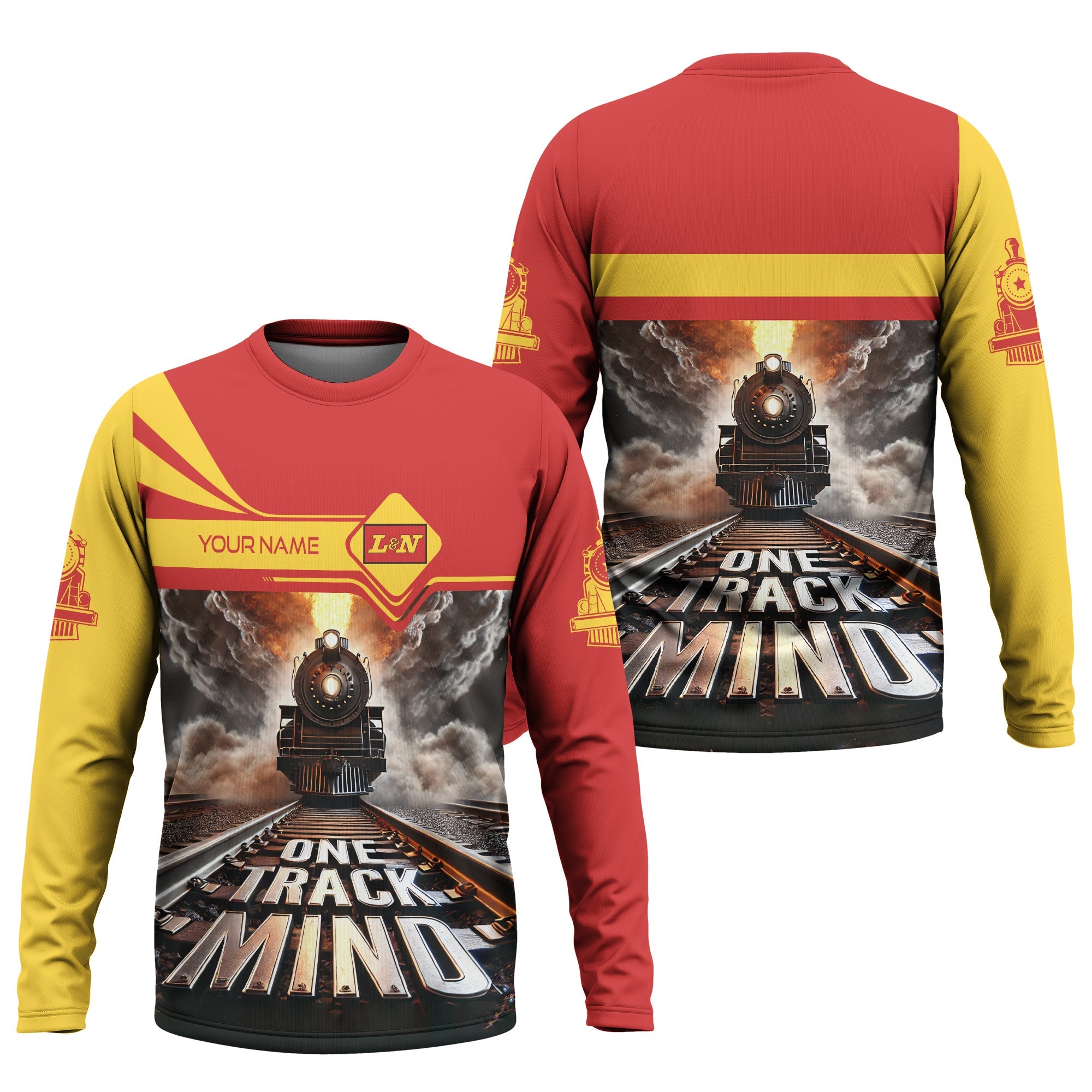 Railspirit Personalized Louisville and Nashville Railroad Long Sleeve Shirt One Track Mind L&N Train Printed Shirt
