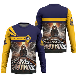 Railspirit Personalized Chesapeake and Ohio Railway Long Sleeve Shirt One Track Mind C&O Train Printed Shirt