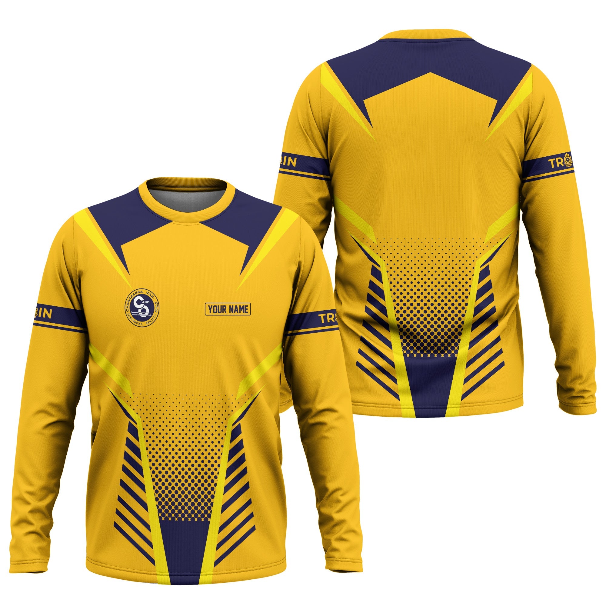 Railspirit Personalized Chesapeake and Ohio Railway Long Sleeve Shirt Unisex C&O Train Shirt All Over Print