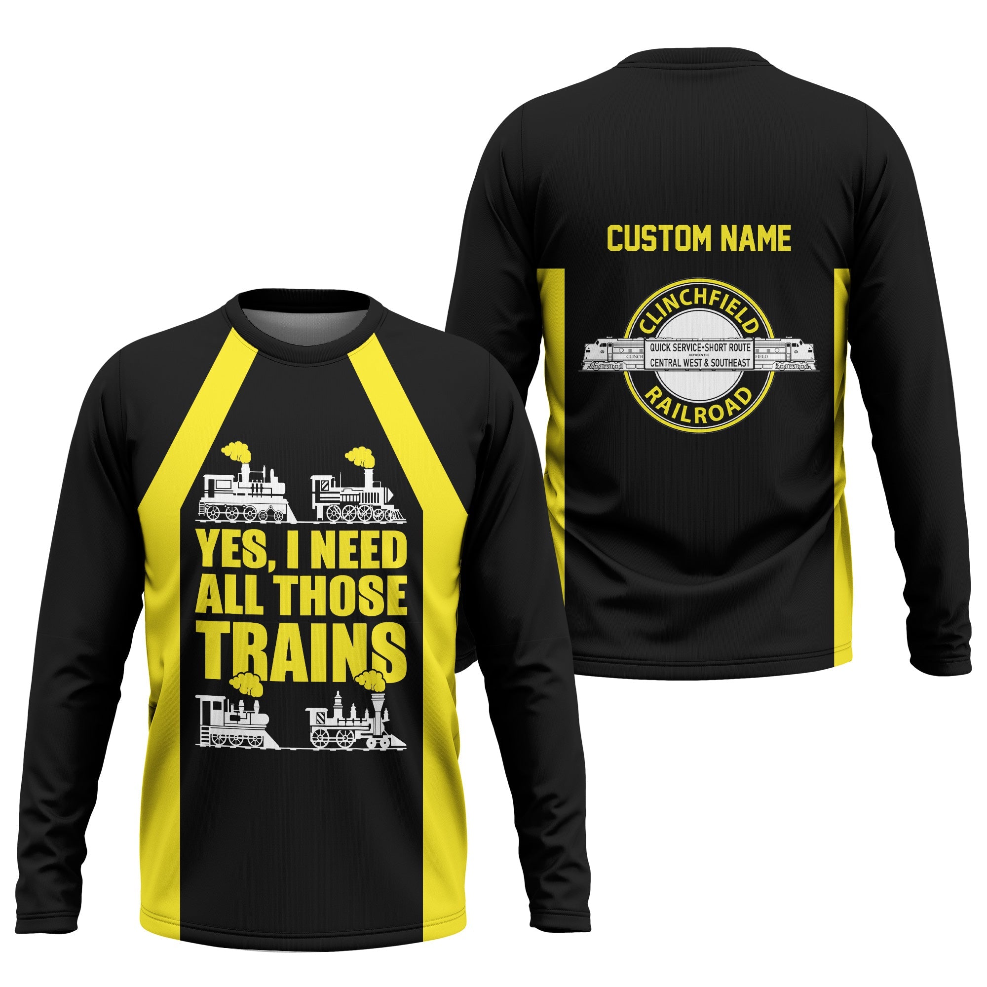 Railspirit Custom Name Clinchfield Railroad Long Sleeve Shirt Yes I Need All Those Train Printed Shirt