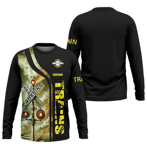 Railspirit Custom Name Clinchfield Railroad Long Sleeve Shirt Railroad Crossing Sign Printed Train Shirt