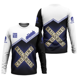 Railspirit Personalized New York, Chicago and St. Louis Railroad Long Sleeve Shirt Railroad Crossing Printed Train Track Shirt