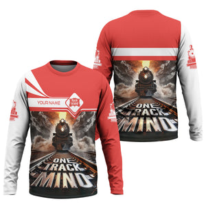 Railspirit Personalized Chicago, Rock Island and Pacific Railroad Long Sleeve Shirt One Track Mind Rock Island Railroad Train Printed Shirt