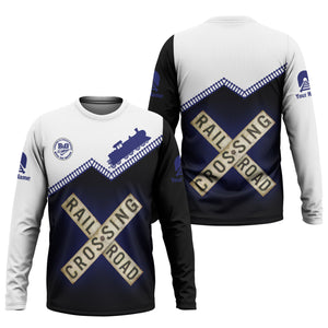 Railspirit Personalized B&O Great States Railroad Long Sleeve Shirt Railroad Crossing Printed Train Track Shirt