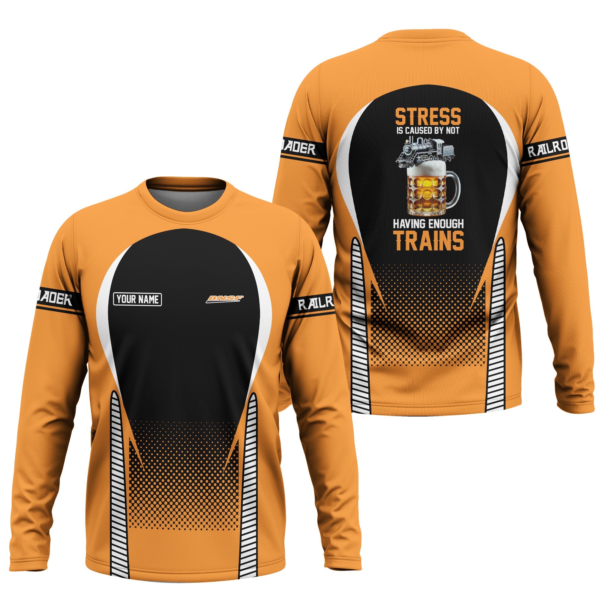 Railspirit Personalized BNSF Railway Long Sleeve Shirt Train Long Sleeve Shirt Gift Idea For Train Lover
