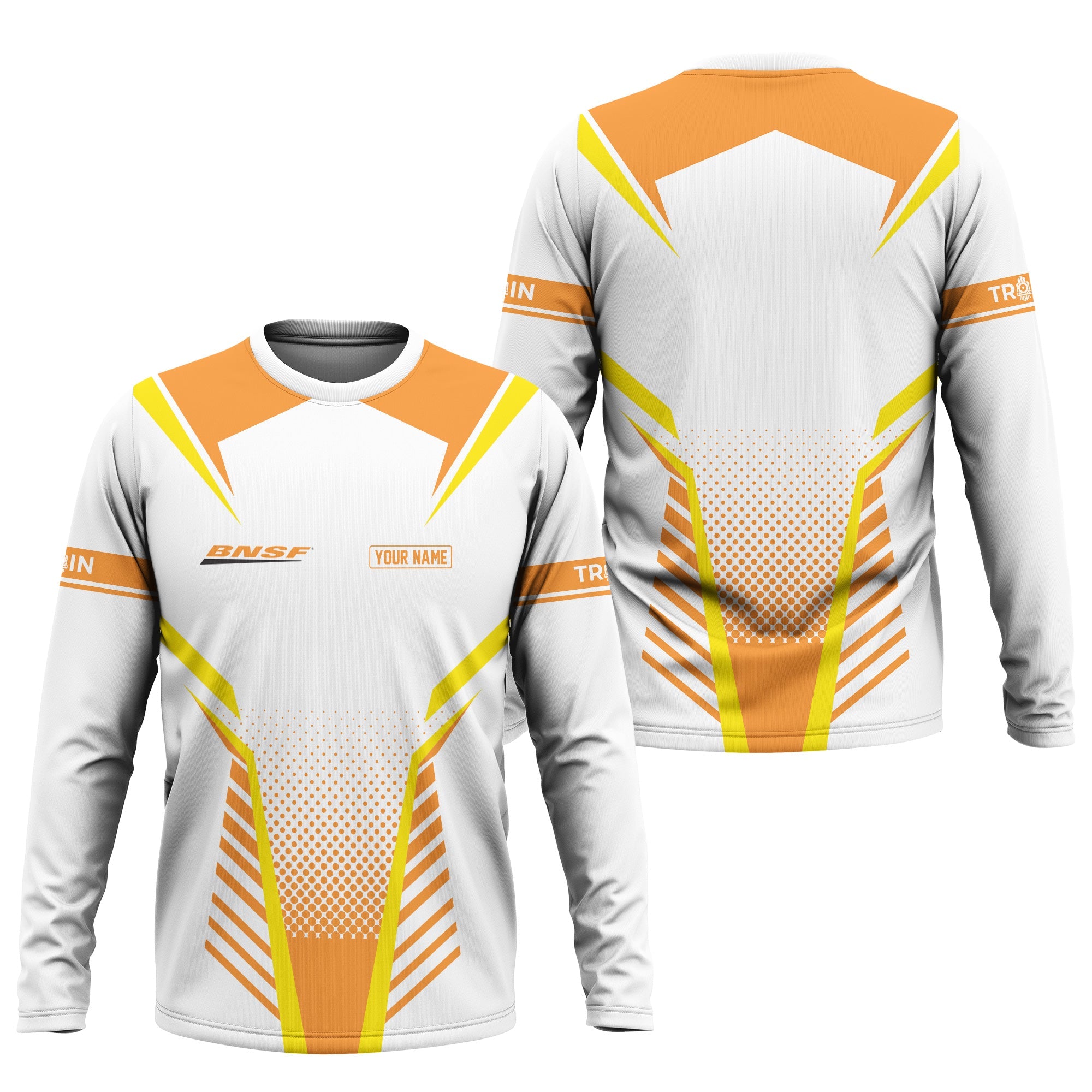 Railspirit Personalized BNSF Railway Long Sleeve Shirt Unisex Train Shirt All Over Print