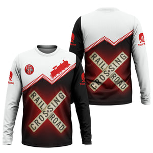 Railspirit Personalized The Chief Santa Fe Railroad Long Sleeve Shirt Railroad Crossing Printed Train Track Shirt