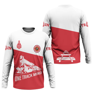 Railspirit Custom Name Pacific Electric Railroad Long Sleeve Shirt One Track Mind Printed Shirt