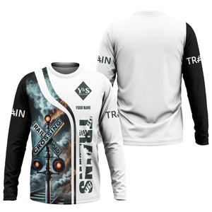 Railspirit Custom Name Youngstown & Southern Railroad Long Sleeve Shirt Railroad Crossing Sign Printed Train Shirt